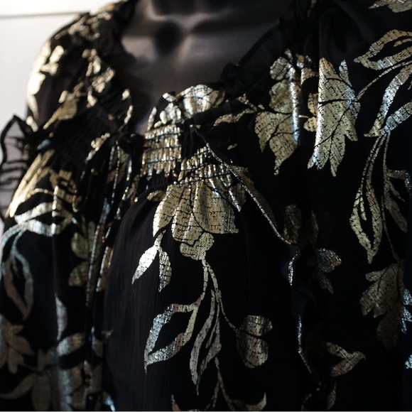 Black and Gold Floral Blouse - Picture 1 of 10